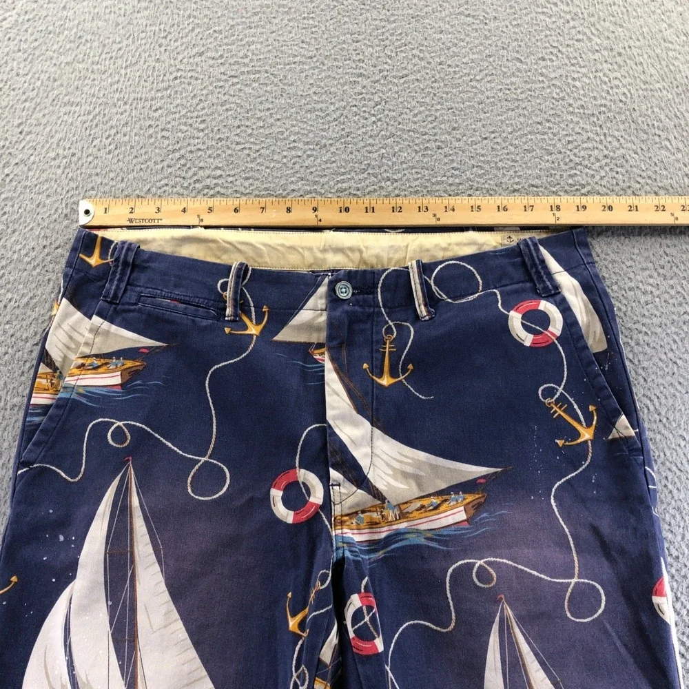Vintage Polo Ralph Lauren Shorts Men 36 Sailboat AOP Distressed Novelty Chino